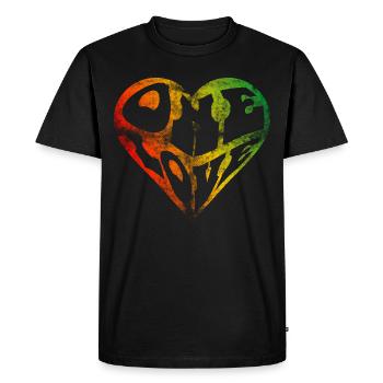 un amour coeur forme texte typographie reggae - T-shirt Premium bio Homme - noir - Devant - Nico (187cm)