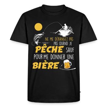 Pêcheur, citation pêche cadeau fête des pères - T-shirt Premium bio Homme - noir - Devant - Nico (187cm)