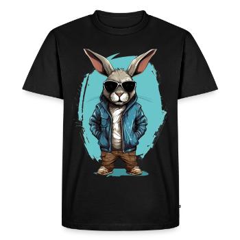 Lapin fougueux. Style graffiti urbain. - T-shirt Premium bio Homme - noir - Devant - Nico (187cm)