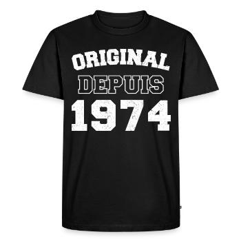 Original depuis 1974 cadeau anniversaire vintage - T-shirt Premium bio Homme - noir - Devant - Nico (187cm)