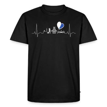 Bochum Skyline | Skyline Bochum avec coeur bleu-blanc - T-shirt Premium bio Homme - noir - Devant - Nico (187cm)