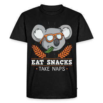 Snacks Siesta Sleeping Koala Chill Gift - Men's Premium Organic T-Shirt - black - Front - Nico (187cm)