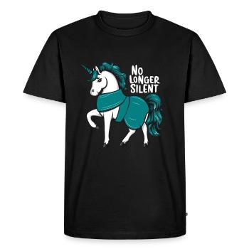 No Longer Silent, Unicorn, Sexual Assault Awarenes - Men's Premium Organic T-Shirt - black - Front - Nico (187cm)