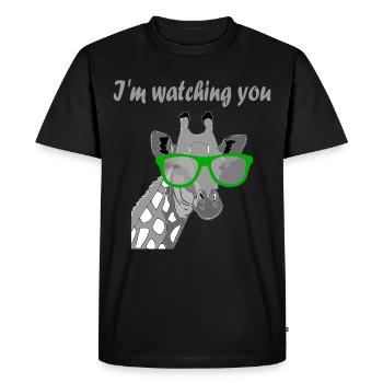 I ́m watching you Giraffe Sunglasses Gift - Men's Premium Organic T-Shirt - black - Front - Nico (187cm)