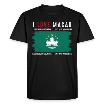 Macau - Men's Premium Organic T-Shirt - black - Front - Nico (187cm)
