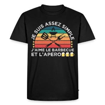 J' aime le barbecue et l' apéro humour bbq cadeau - T-shirt Premium bio Homme - noir - Devant - Nico (187cm)