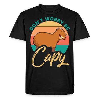 Motif capibara mammifère propriétaire de Capibara - T-shirt Premium bio Homme - noir - Devant - Nico (187cm)