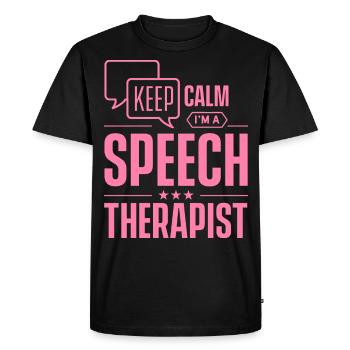 Stay calm I'm a speech therapist Speech therapist Speech therapy - Men's Premium Organic T-Shirt - black - Front - Nico (187cm)