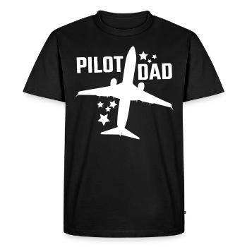 Pilot Dad Airplane Pilot Papa Father - Men's Premium Organic T-Shirt - black - Front - Nico (187cm)