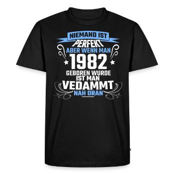 1982 - Men's Premium Organic T-Shirt - black - Front - Nico (187cm)