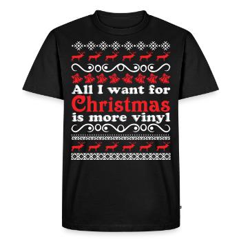 For Christmas I wish vinyl / music - Men's Premium Organic T-Shirt - black - Front - Nico (187cm)