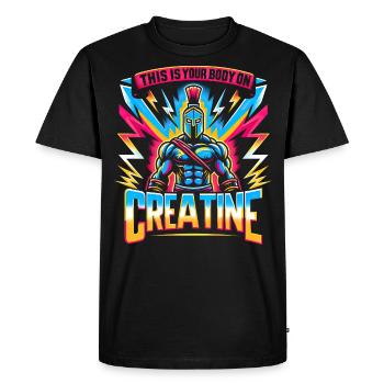 Humour Créatine Sport Musculation - T-shirt Premium bio Homme - noir - Devant - Nico (187cm)