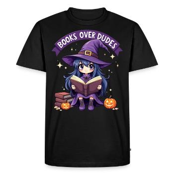 Humor Girl Loves to Read Halloween Woman - Men's Premium Organic T-Shirt - black - Front - Nico (187cm)