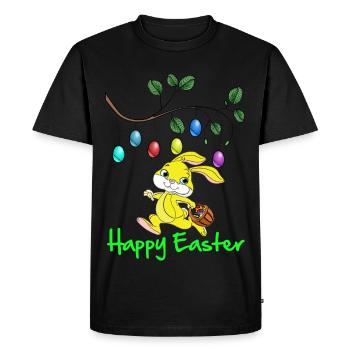 Pâques, Joyeuses Pâques, Lapin de Pâques, joyeuses Pâques - T-shirt Premium bio Homme - noir - Devant - Nico (187cm)
