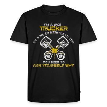 Truck driver truck lorry - Men's Premium Organic T-Shirt - black - Front - Nico (187cm)