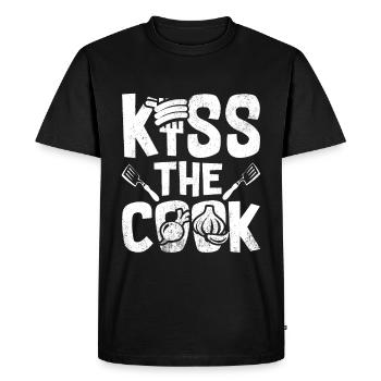 Kissing Cook Typography Funny Sayings Gift - Men's Premium Organic T-Shirt - black - Front - Nico (187cm)