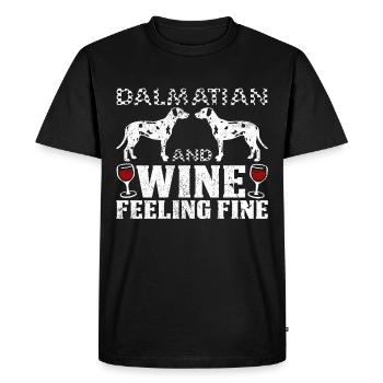 Dalmatian And Wine Feeling Fine Gift Idea - Men's Premium Organic T-Shirt - black - Front - Nico (187cm)