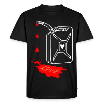 love is my fuel, gasoline jerrycan, gasoline canister - Men's Premium Organic T-Shirt - black - Front - Nico (187cm)