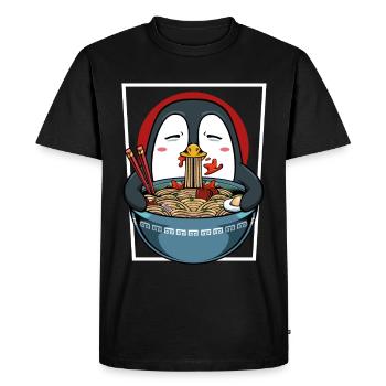 Idée mignonne de cadeau de pingouin ramen kawaii - T-shirt Premium bio Homme - noir - Devant - Nico (187cm)