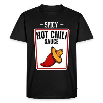 Sauce épicée au piment fort - Piment fort - T-shirt Premium bio Homme - noir - Devant - Nico (187cm)