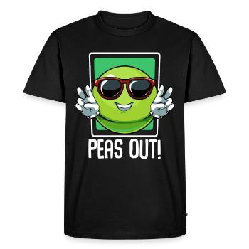 Pois - Peas Out! Jeu de mots de légumes cool - T-shirt Premium bio Homme - noir - Devant - Nico (187cm)