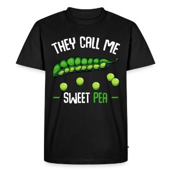 Peas - They Call Me Sweet Pea - Funny Sayings - Men's Premium Organic T-Shirt - black - Front - Nico (187cm)