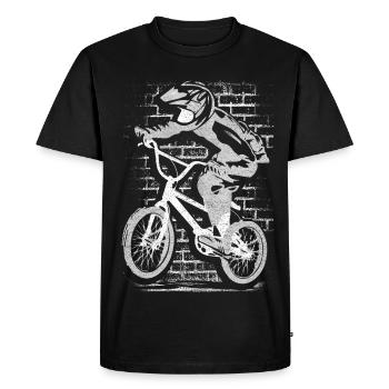 Vélo BMX Freestyle Urbain | Vélo BMX | Cool BMX - T-shirt Premium bio Homme - noir - Devant - Nico (187cm)
