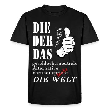 DIE DER DAS über die die Welt spricht lacht Gender - Männer Premium Bio T-Shirt - Schwarz - Vorne - Nico (187cm)