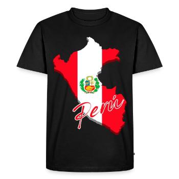 Flag of Peru, map flag of Peru - Men's Premium Organic T-Shirt - black - Front - Nico (187cm)
