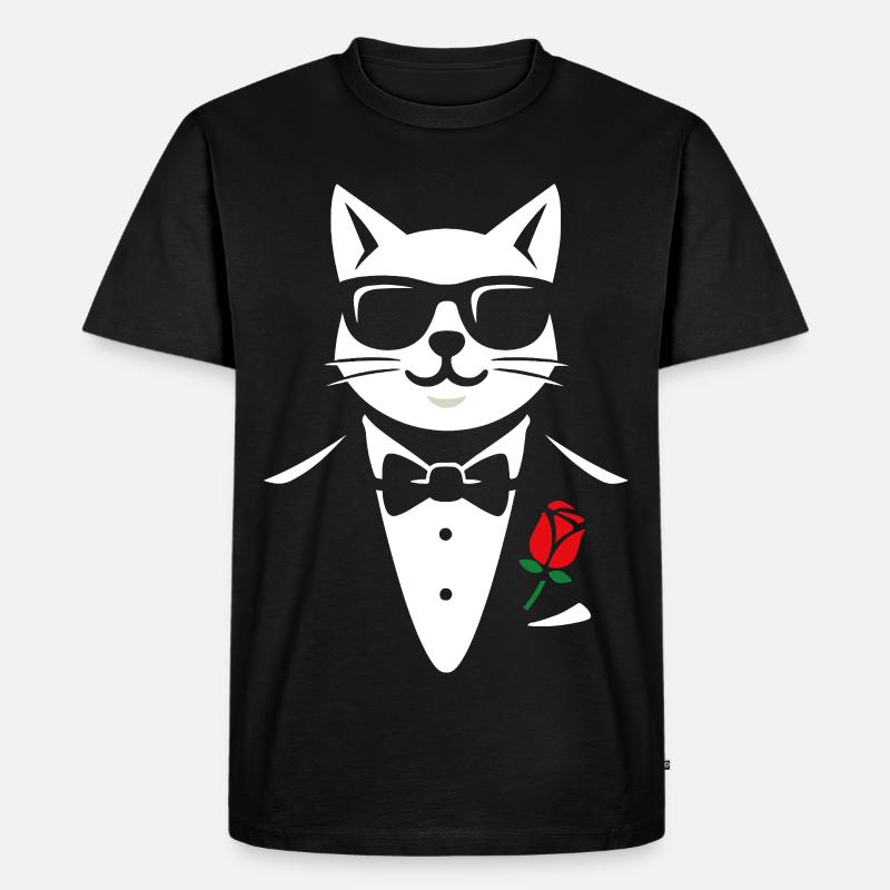 The Cool Cat - Männer Premium Bio T-Shirt - Schwarz