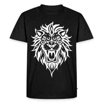 Silhouette puissante de tête de lion - T-shirt Premium bio Homme - noir - Devant - Nico (187cm)