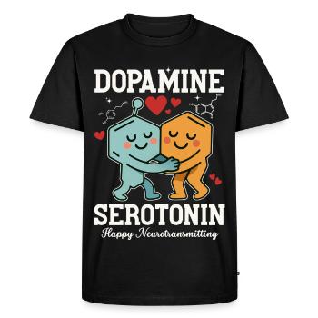 Conception d’un câlin à la dopamine et sérotonine - T-shirt Premium bio Homme - noir - Devant - Nico (187cm)