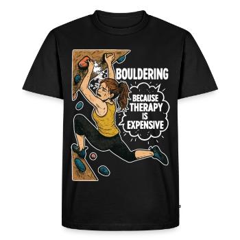 Bloc au lieu de thérapie – Chemise drôle d’escalade - T-shirt Premium bio Homme - noir - Devant - Nico (187cm)