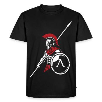 Spartiate Garde Royale Mascotte Spartan Shield - T-shirt Premium bio Homme - noir - Devant - Nico (187cm)