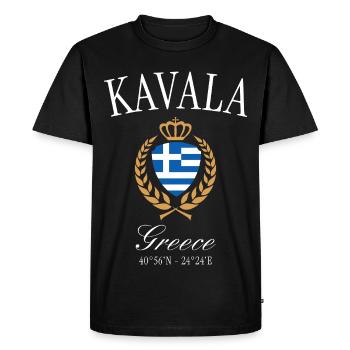 Couronne des armoiries de Kavala Grèce – Souvenir de voyage - T-shirt Premium bio Homme - noir - Devant - Nico (187cm)