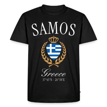 Couronne des armoiries de Samos en Grèce – Souvenir de voyage - T-shirt Premium bio Homme - noir - Devant - Nico (187cm)