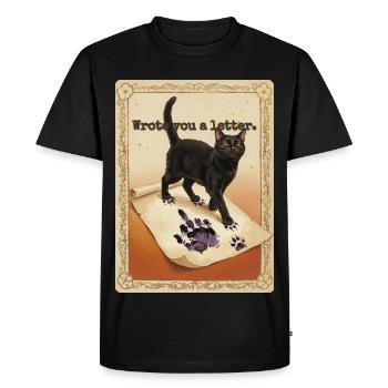 Je t’ai écrit une lettre, chat - T-shirt Premium bio Homme - noir - Devant - Nico (187cm)