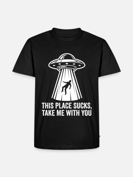 UFO-Entführungstext-Tee - Männer Premium Bio T-Shirt - Schwarz