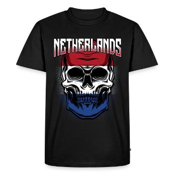 Dutch skull | Netherlands gift - Men's Premium Organic T-Shirt - black - Front - Nico (187cm)