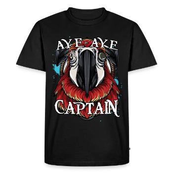Aye Aye Captain Pirate Parrot Pet Gift - Men's Premium Organic T-Shirt - black - Front - Nico (187cm)