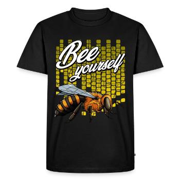 Bee Yourself honey bee pun game insect gift - Men's Premium Organic T-Shirt - black - Front - Nico (187cm)