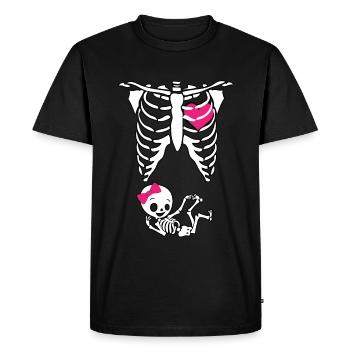 Squelette, cage thoracique, enceinte, mère enceinte - T-shirt Premium bio Homme - noir - Devant - Nico (187cm)