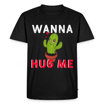 Cactus wanna hug me - Men's Premium Organic T-Shirt - black - Front - Nico (187cm)