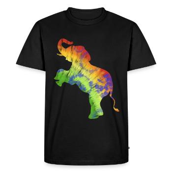 Rainbow Batik Elephant Elephant - Men's Premium Organic T-Shirt - black - Front - Nico (187cm)