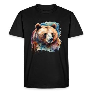 bear, power animal, life force, courage, instinct - Men's Premium Organic T-Shirt - black - Front - Nico (187cm)