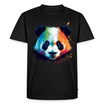 Watercolor Colored Panda Illustration - Men's Premium Organic T-Shirt - black - Front - Nico (187cm)