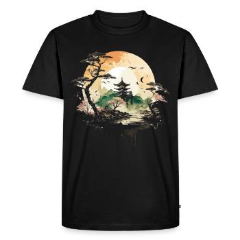Temple asiatique - T-shirt Premium bio Homme - noir - Devant - Nico (187cm)