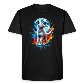 Petit loup aquarelle coloré - T-shirt Premium bio Homme - noir - Devant - Nico (187cm)