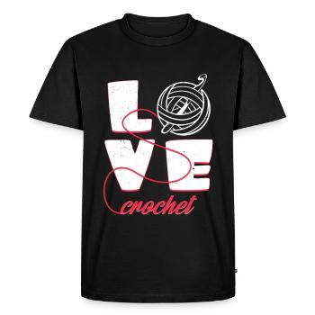 Crochet d'amour | Cadeau d'aiguille de déclaration de typographie - T-shirt Premium bio Homme - noir - Devant - Nico (187cm)