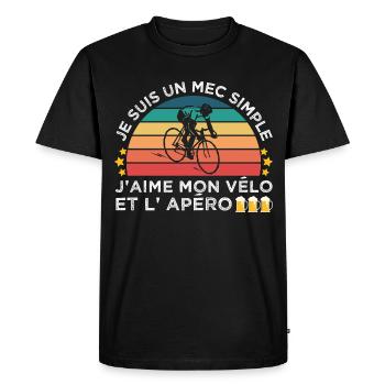 Vélo et apéro humour cycliste cadeau cyclisme - T-shirt Premium bio Homme - noir - Devant - Nico (187cm)